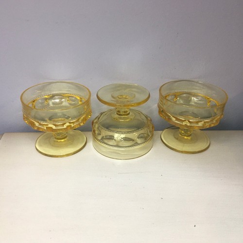 Topacio KING’S CROWN Copa Champagne Sherbet Bowl COLONIA Huella Pulgar De Colección Juego de 3 - Imagen 8 de 10
