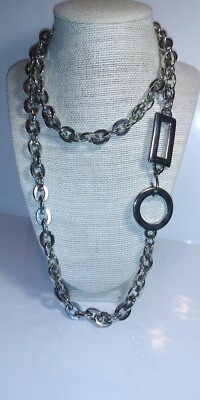 Chain Link Belt Silver Tone Metal Adjustable up to 40  display picture 2