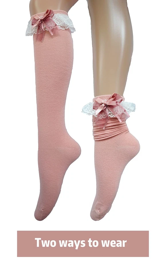 CAT KO Women Soft Knee High Socks Lovely&Cute Solid color Lace Ruffle Girls s... - Image 3 of 4