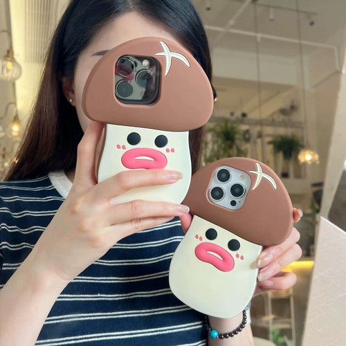 3D Cute Thick Lips Mushroom Silicone Phone Case For iPhone 12 13 14 15 Pro Max
