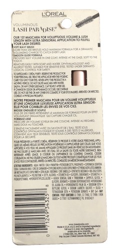 L'Oreal Voluminous LASH PARADISE Mascara BLACK 201 - Picture 2 of 2