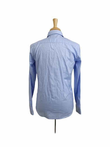 NWT $149 BUGATCHI Men's Sky Blue w/ Guitar Pattern Dress Shirt Size S - Picture 4 of 9