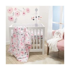 Bedtime Originals Blossom Pink Watercolor Floral 3-Piece Mini Crib Bedding Set