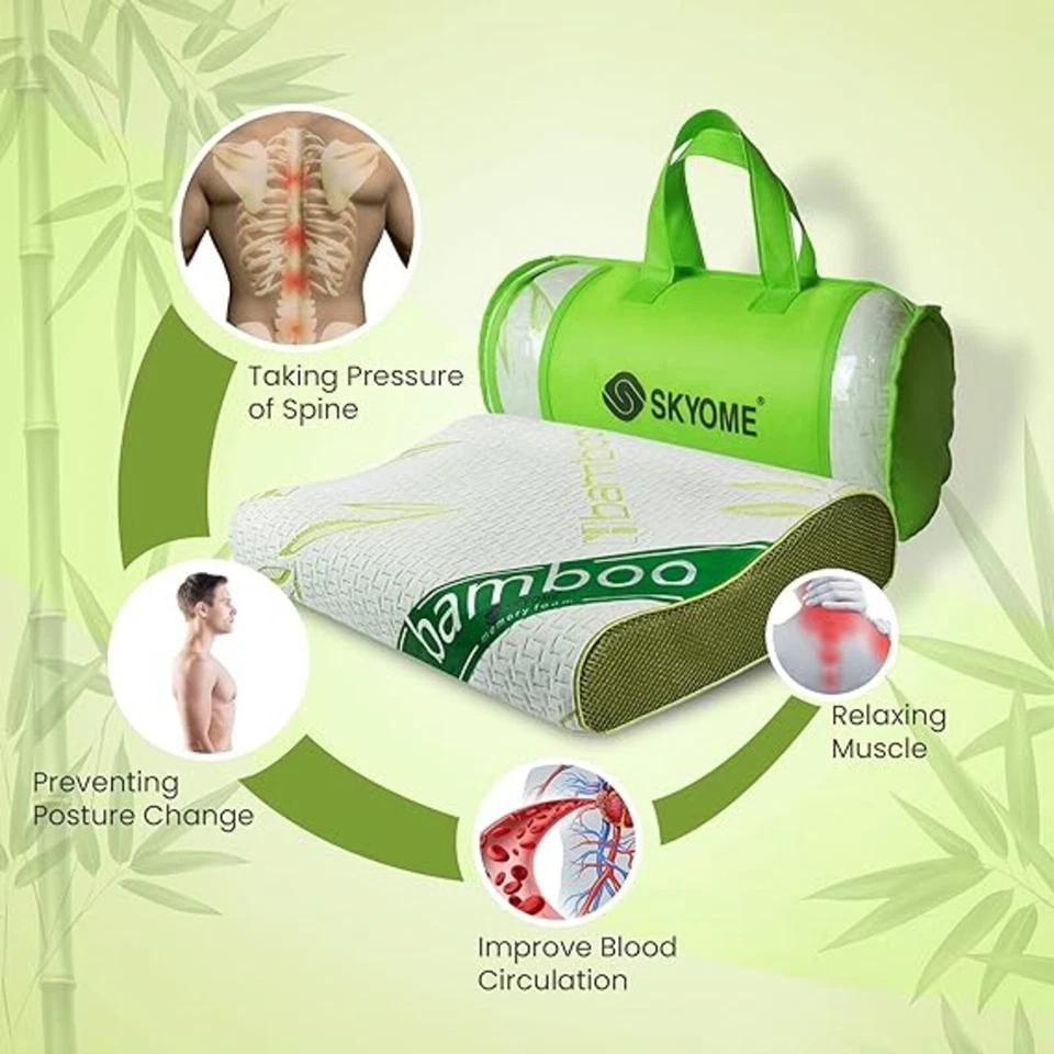 Premium Skyome Orthopedic Bamboo Memory Foam Pillow - Neck, Back, Head Support - Image 4 of 4