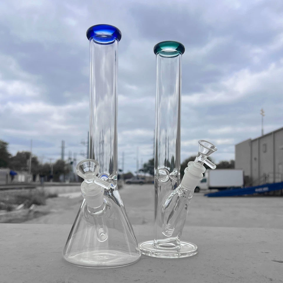 10" Tall Clear 38x4mm Glass Ripper Bong Beaker or Straight Hookah Water Pipe - Image 2 of 2
