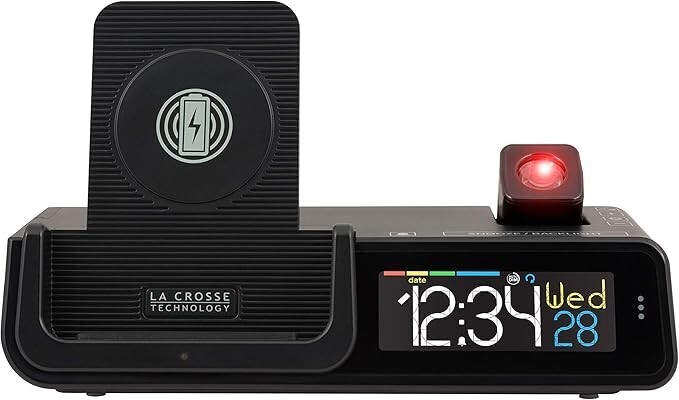 Alarm Clock Docking Station Black Wattz 2.0 Projection 10-Watt Wireless Charging-image