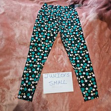 New Juniors S Shamrock 4-Leaf Clover Glitter St Patricks Day Legging Bottoms NWT