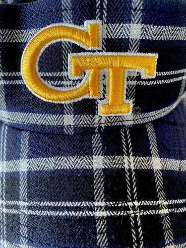 EUC Georgia Tech TOTW Navy Plaid Visor Cap Hat One Fit Adult Buzz Golf - Picture 2 of 5