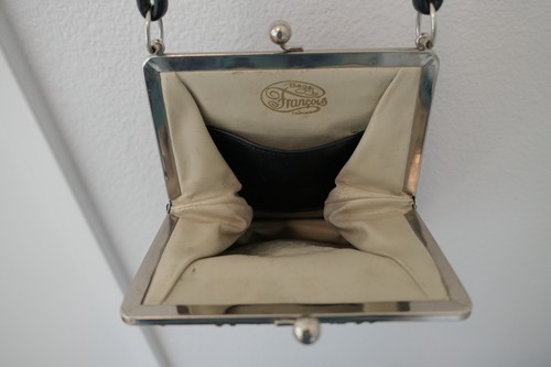 Vintage 'Francois' NAVY BLUE Purse/Handbag! LONG Strap/Ornate Silverwork~50/60s! - Picture 6 of 15