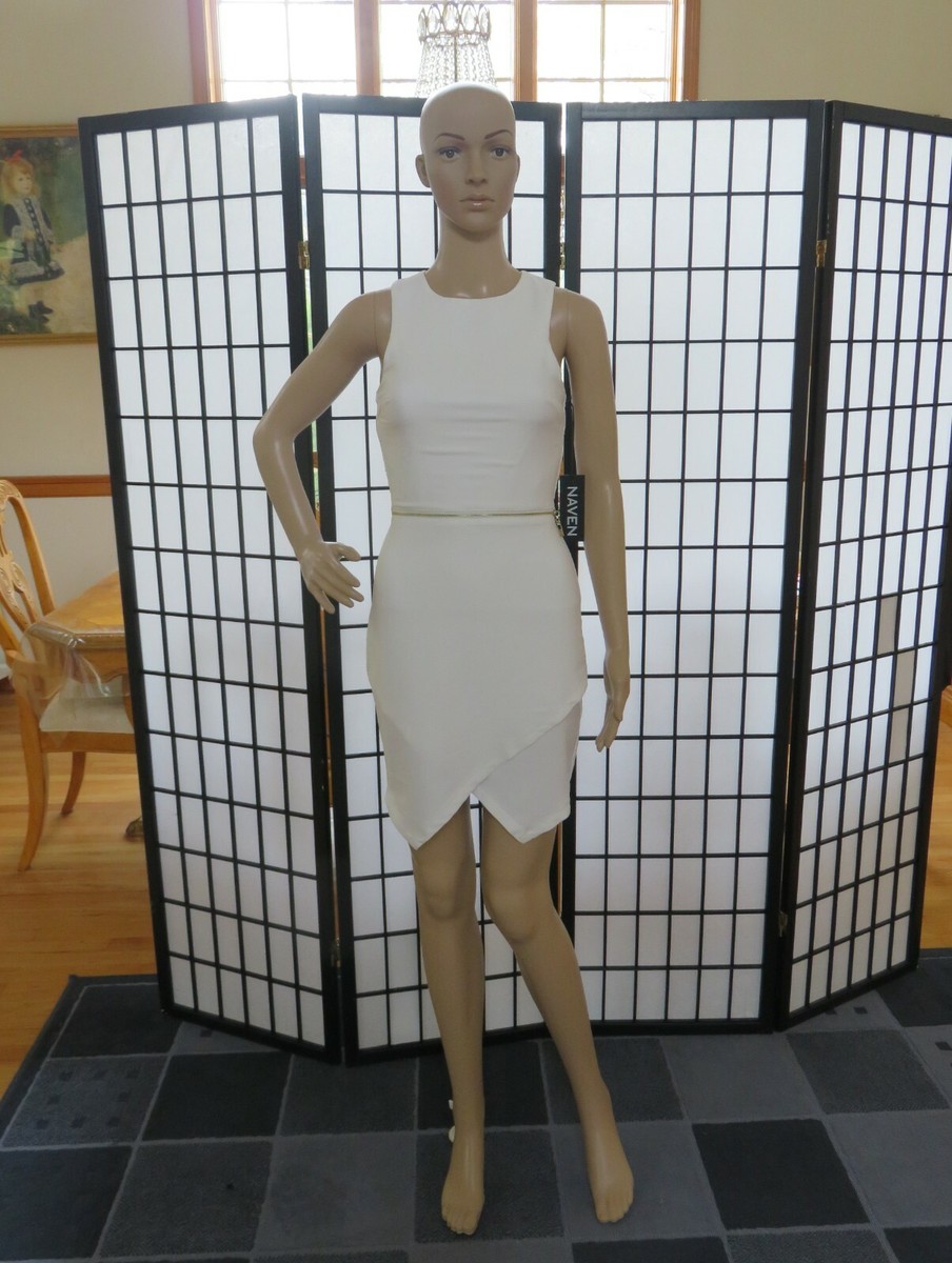 Robe Bodycon Blanche Naven - Fermeture éclair Dorée - Taille XS Neuve Avec étiquettes