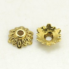 20 Flower Bead Caps Antique Gold Tone Spacers Findings Floral 8mm