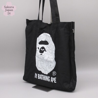 BAPE A Bathing Ape Tote Bag Black APE HEAD Print smart April