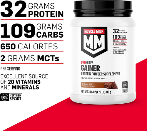 Muscle Milk Gainer Protein Powder, Chocolate, 32g Protein, 5 Pound - Picture 4 of 11
