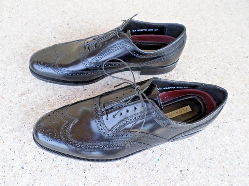 NEW Florsheim Lexington Black Longwing Wingtip Dress Shoes. Men's 10.5 D #20381