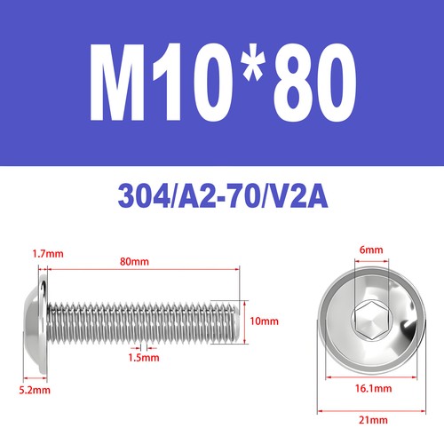 ISO 7380-2 Edelstahl V2A A2 Linsenkopfschraube Flansch Bund M10 - M12 - Bild 20 von 29