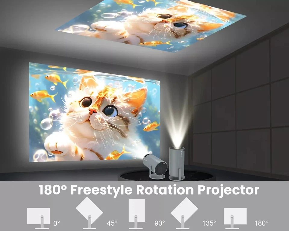 Alwtniet Mini Proiettore Portatile Auto Keystone 5G WiFi BT5.0 Supporto 4K 1080P - Immagine 3 di 4