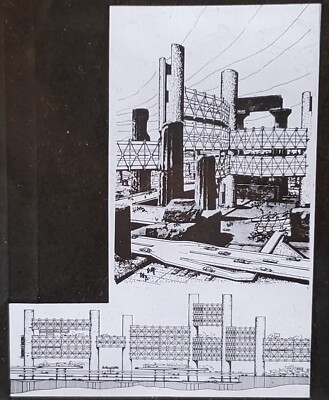 Arata Isozaki, 1960 Spacial Construction, Study 1,  Magic Lantern Glass Slide