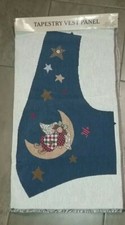 VTG Tapestry Vest Fabric Panels folk art angel Sewing Quilting MADE IN USA