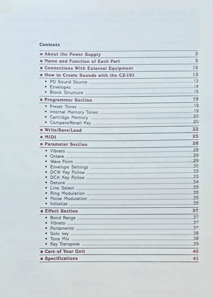 Casio CZ-101 Cosmo Digital Synthesizer Original Owner's Manual Book, Japan VG + - Image 3 of 3