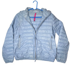 Seventy Venezia Women’s Blue Down Quilted Down Jacket Coat Cropped Coquette Sz S