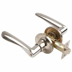 4 Trident Entrance Levers Door Handle Knob Set Key Thumbturn Lock Satin Nickel