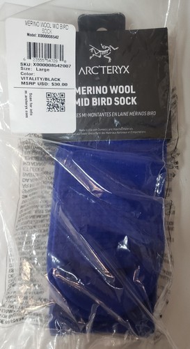 Arcteryx Lightweight Merino Wool Mid Bird Sock Size Large (M9-12.5) Vitality NR