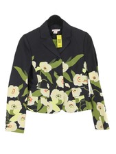 Isaac Mizrahi Women's Blazer Uk 8 Black Graphic Cotton With Spandex Overcoat