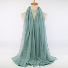 Plain Long Crinkle Scarf Shawl Muslim Women Hijab Turban Stole Wrap Islamic Wear