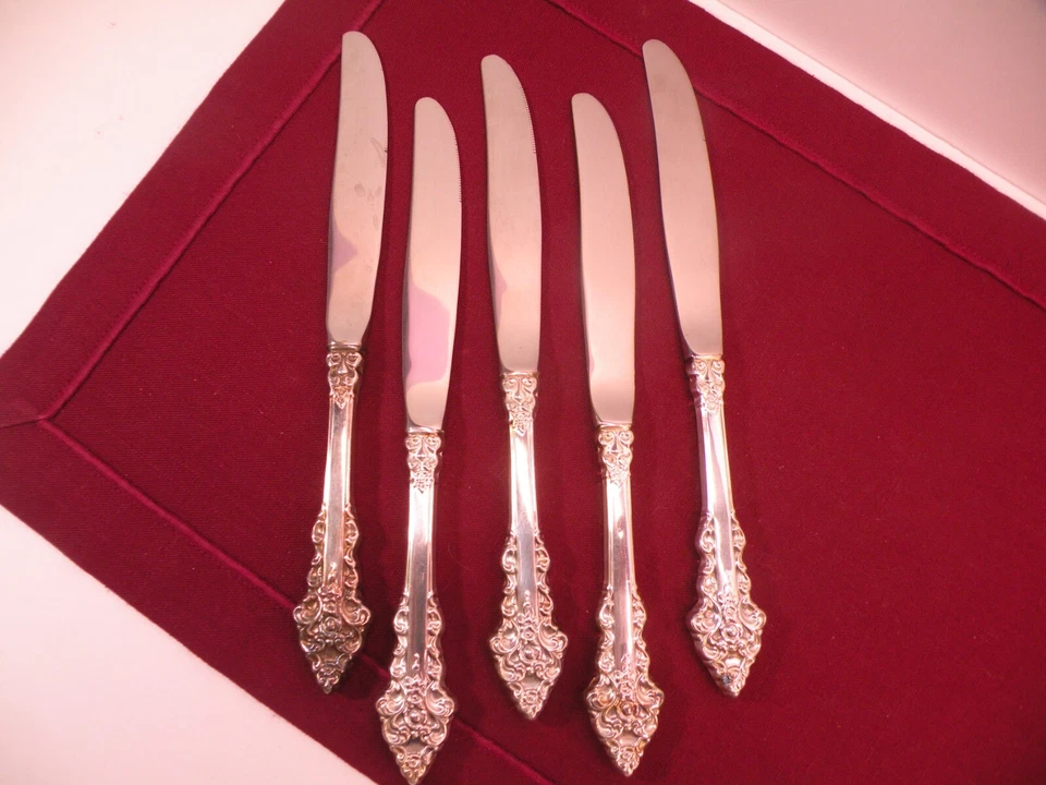 Juego de 5 cuchillos internacionales de plata profunda Rochambeau plateados 9 1/4" Foto 4 de 4