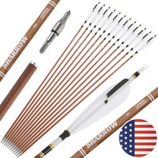 12X 31" Pure Carbon Arrows Archery SP340-600 Compound Recurve Bow Tips Hunting