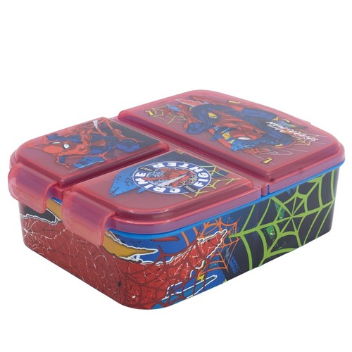 Marvel Spiderman 2 teiliges Kinder Set 3 Kammern Brotdose Alu Trinkflasche - Bild 2 von 7