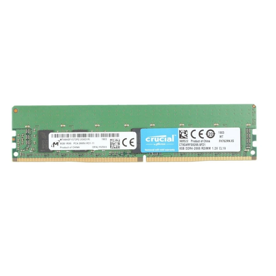New Crucial 16GB 2X8GB DDR4 2666MHz ECC Registered RDIMM Memory Ram CT8G4RFS8266 - Image 2 of 3