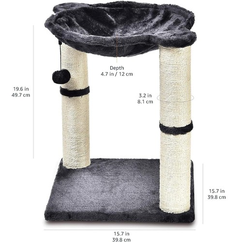 Cat Tree Hammock Scratching Post Climbing Tower Toy 15.8 x 15.8 x 19.7 inches - Picture 2 of 4