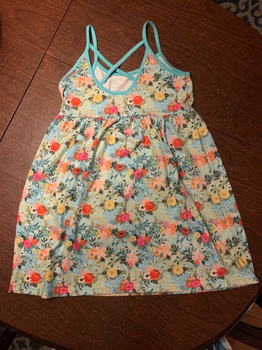 Girls Sunshine Swing Poly/Spandex Tank/Racerback Dress w/Horses &Flowers Size 10 - Picture 2 of 3