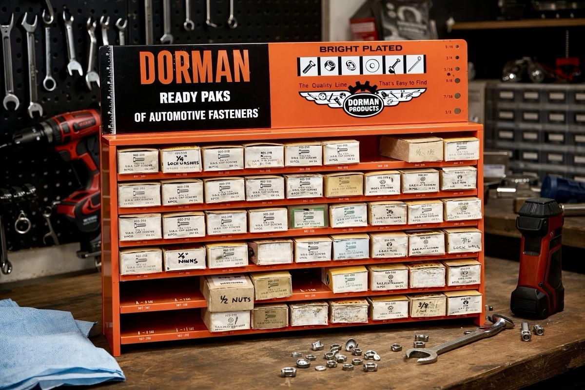Vintage Dorman Ready Paks Fastener Cabinet w/ Contents Organizer