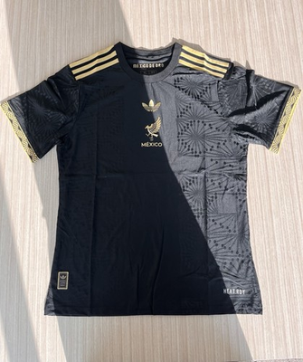 #ad adidas 2025 Mexico National Team Home Jersey Black and Gold Heat Rdy $70.00