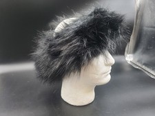 Donna Salyers Fabulous Furs Black Fox Faux Fur Scarf Headband Wrap