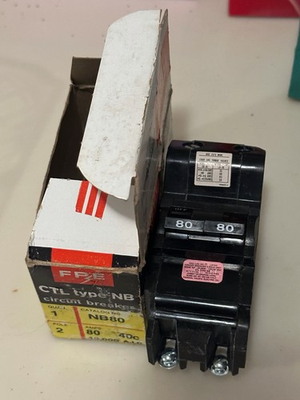 #ad Federal Pacific Electric FPE NB NB80 80A 2 Pole Circuit Breaker $300.00