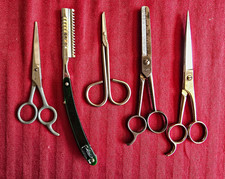 Barber Hairdresser Scissors Shears Lot Koenig Solingen Germany Vintage 5 Pc