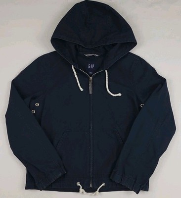 Vintage Y2k Gap Navy Canvas Zip Hooded Jacket Summer 2003 Sail Sport Tech USA M