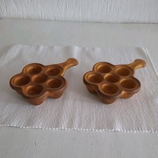 2 Stück Schneckenpfanne  Wachteleierpfanne, Braun,glänzend, 6 Fächer, 