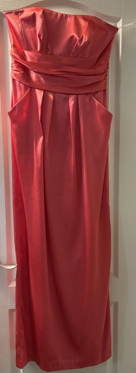 guava bridesmaid dresses Strapless Organza Jacquard Maxi Dress with Draped Cat-Eye Bodice in Guava Floral Print (Floral)