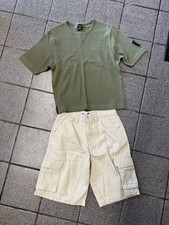 Nautica Green T-Shirt  GAP Factory Beige Cargo Shorts Boys Size 8-10 2pc Outfit