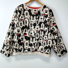 Vintage Mickey Mouse Sweater Women Large Drop Shoulder Reversible Disney Core Go