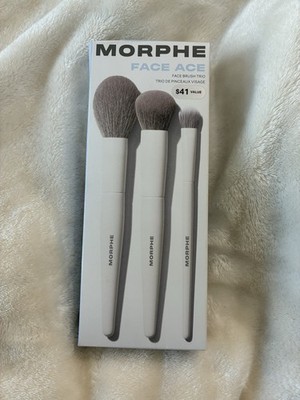 Morphe Face Ace 3-Piece Face Brush Set Synthetic Fiber White/Gray Round