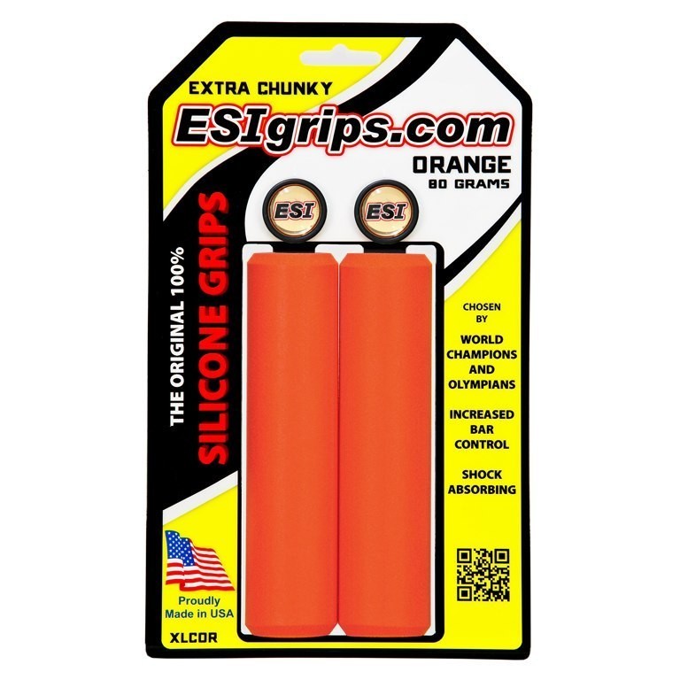 ESI Grips Extra Chunky poignées VTT silicone orange 34mm pour confort absolu