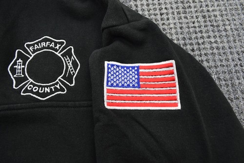 Vintage Erwachsene Medium USA Feuerwehr/EMT Spiel Arbeitskleidung 1/4 Reißverschluss Denim - Bild 4 von 12