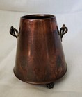 Antique Copper Pot, Footed Pot with Handle, Rustic Kitchen Decor 4x3