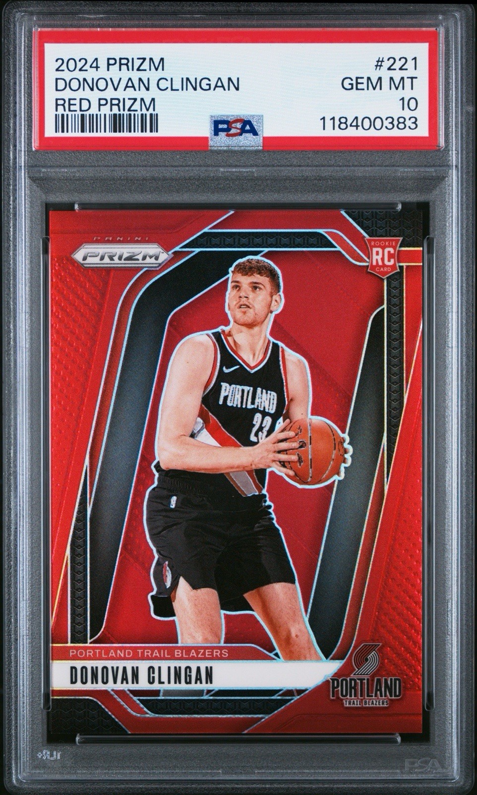 2024-25 Panini Prizm - Donovan Clingan #221 Red Prizm /299 (RC) PSA 10 GEM