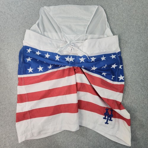 New York Mets MLB American Flag Swim Trunks Mens XL 38x10 Genuine Merchandise - Picture 6 of 24